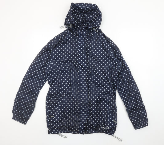 Peter Storm Women's Blue Polka Dot Hooded Rain Jacket Size 12