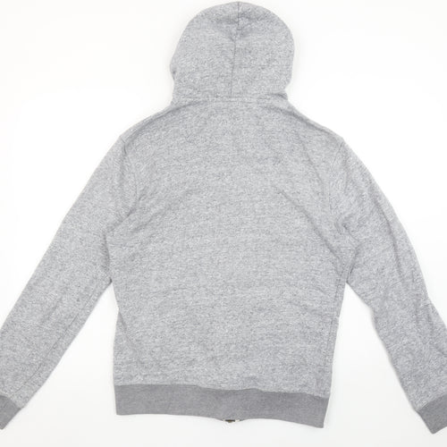 River Island Men's Grey Full Zip Hoodie M Graphic Print Holloway Rd
