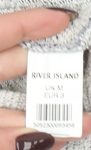 River Island Men's Grey Full Zip Hoodie M Graphic Print Holloway Rd