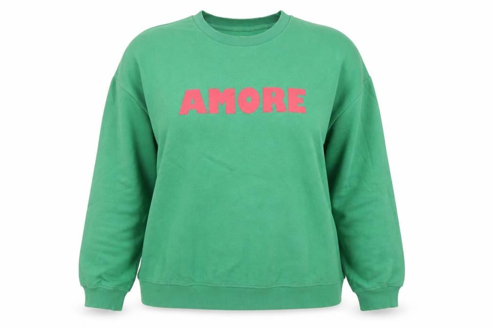 Front view of Kiabi Women Green Amore Recycled Polyester Sweatshirt XL