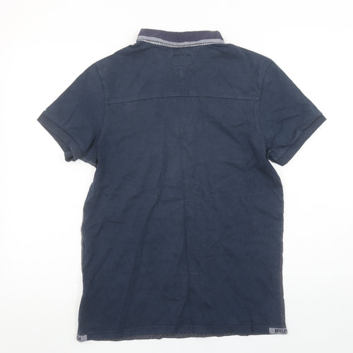 Bewley & Ritch Men's Blue Geometric Short Sleeve Cotton Polo Shirt Size L