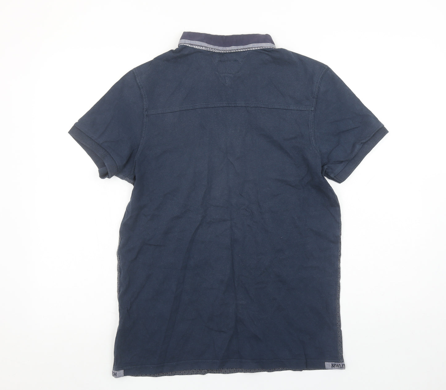 Bewley & Ritch Men's Blue Geometric Short Sleeve Cotton Polo Shirt Size L