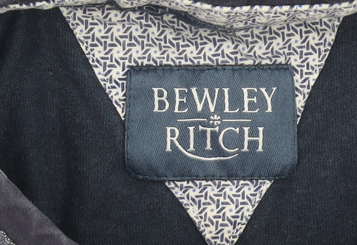 Bewley & Ritch Men's Blue Geometric Short Sleeve Cotton Polo Shirt Size L