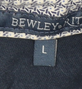 Bewley & Ritch Men's Blue Geometric Short Sleeve Cotton Polo Shirt Size L