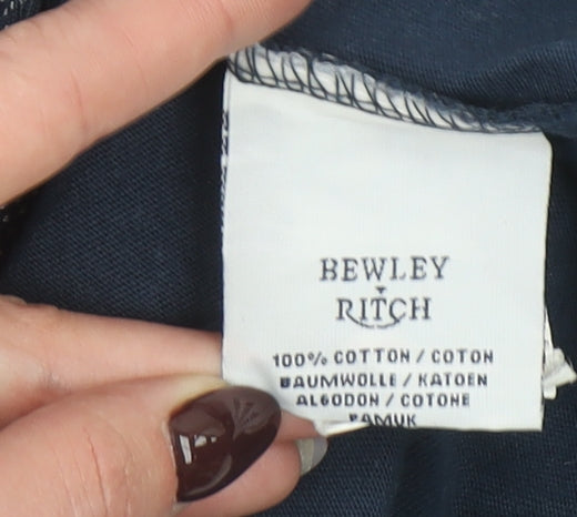 Bewley & Ritch Men's Blue Geometric Short Sleeve Cotton Polo Shirt Size L