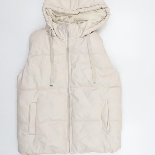 Venessa Rucci Womens Ivory Hooded Puffer Waistcoat XL