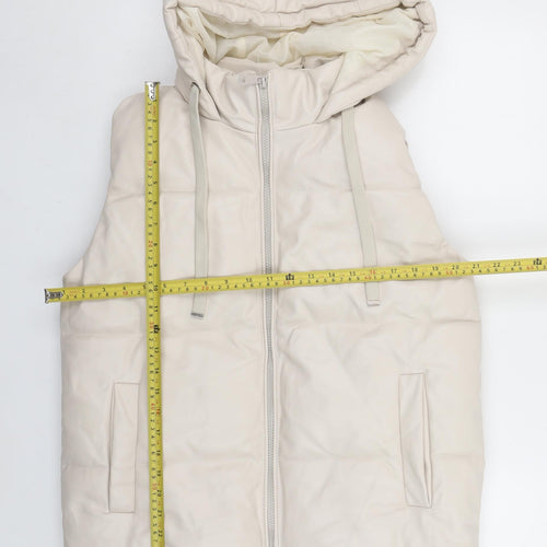 Venessa Rucci Womens Ivory Hooded Puffer Waistcoat XL