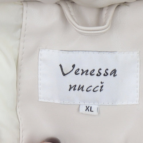 Venessa Rucci Womens Ivory Hooded Puffer Waistcoat XL