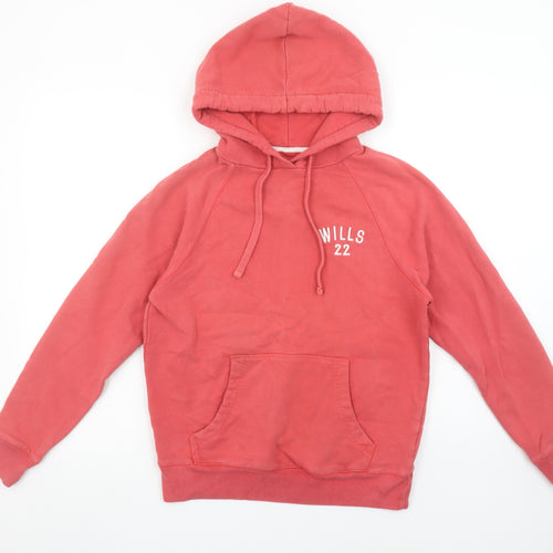 Jack Wills Women's Coral Pink Pullover Hoodie UK 8 Cotton Blend Casual