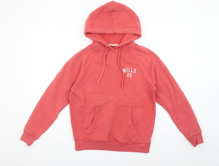 Jack Wills Women's Coral Pink Pullover Hoodie UK 8 Cotton Blend Casual