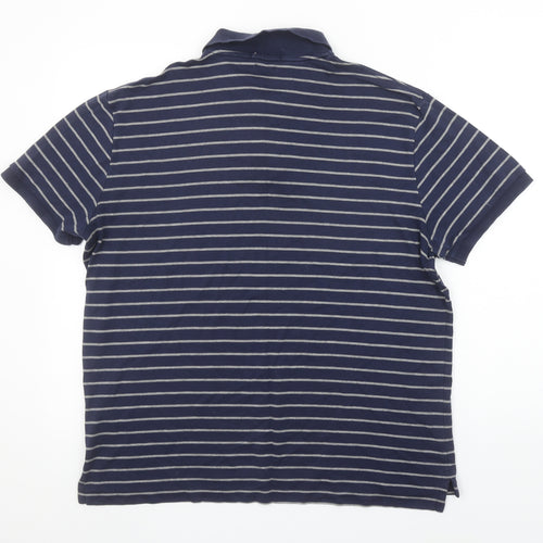 Ralph Lauren Men's Blue Striped Cotton Polo Shirt Size L