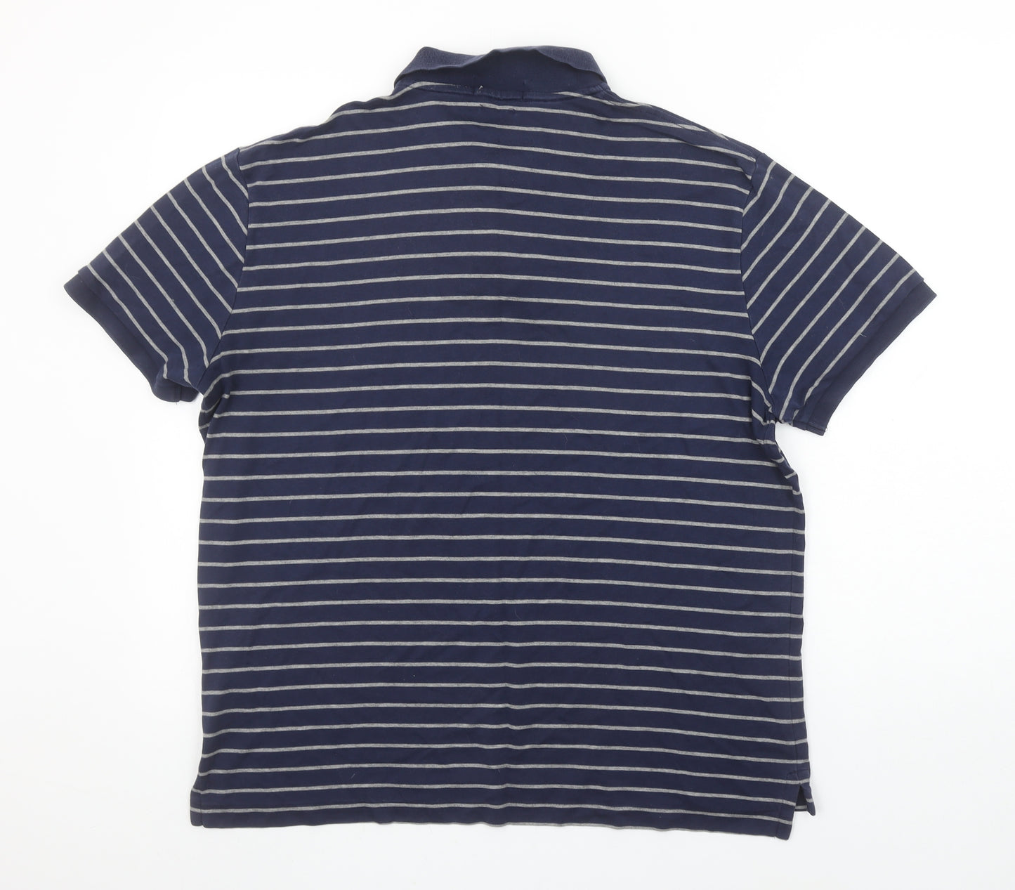 Ralph Lauren Men's Blue Striped Cotton Polo Shirt Size L