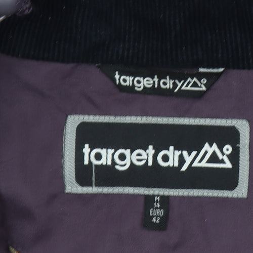 Target Dry Women Purple Waterproof Hooded Rain Coat Size 14