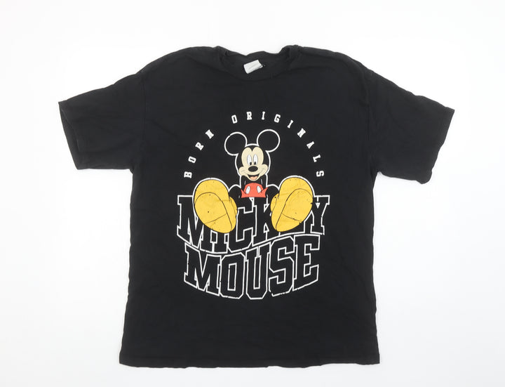 DeFacto Women Black Mickey Mouse Graphic Cotton T-Shirt M