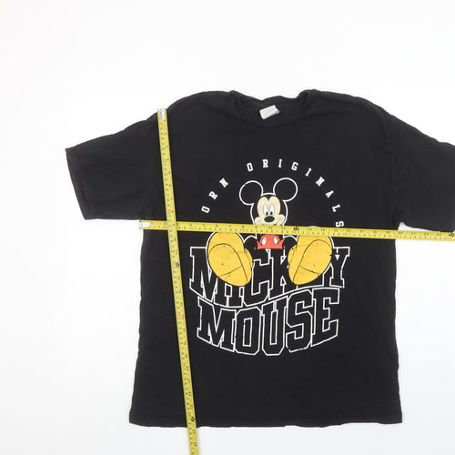 DeFacto Women Black Mickey Mouse Graphic Cotton T-Shirt M