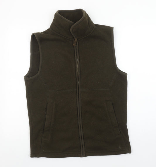 Joules Men's Brown Fleece Bodywarmer Waistcoat Size S Zip Pockets