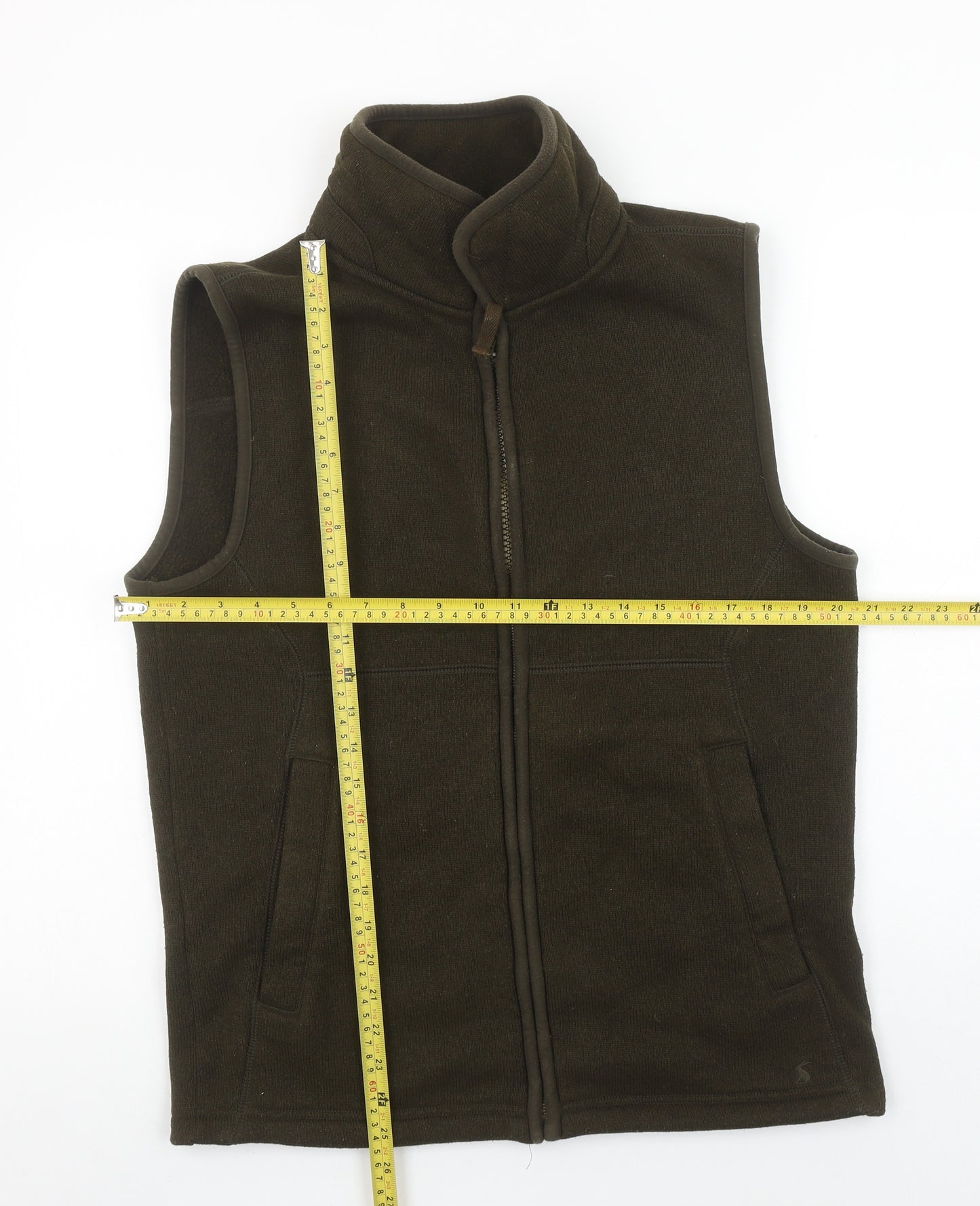 Joules Men's Brown Fleece Bodywarmer Waistcoat Size S Zip Pockets