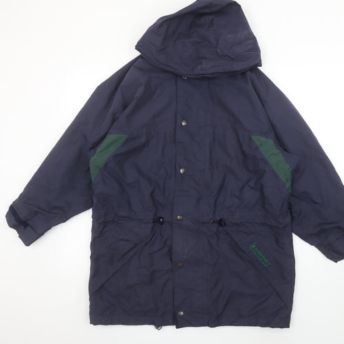 Bradsport Men's Blue Hooded Parka Jacket Size S Outdoor Water Resistant