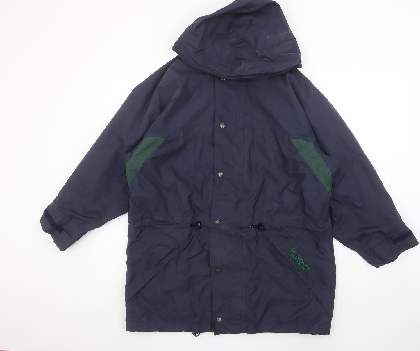 Bradsport Men's Blue Hooded Parka Jacket Size S Outdoor Water Resistant