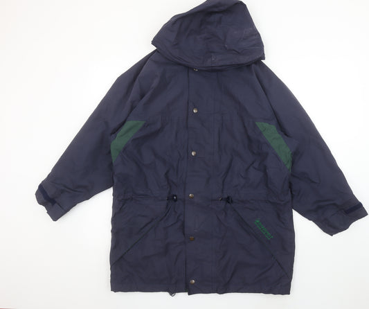 Bradsport Men's Blue Hooded Parka Jacket Size S Outdoor Water Resistant