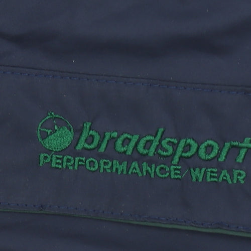 Bradsport Men's Blue Hooded Parka Jacket Size S Outdoor Water Resistant