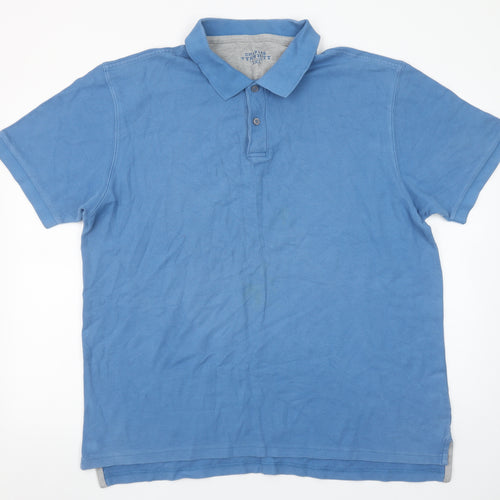 Charles Tyrwhitt Men's Blue 2XL Cotton Short Sleeve Polo Shirt