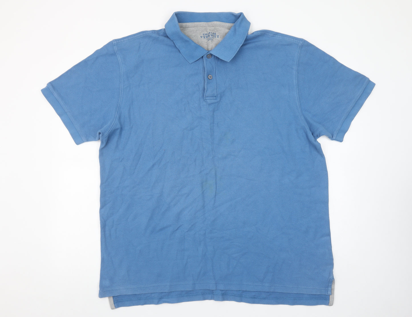 Charles Tyrwhitt Men's Blue 2XL Cotton Short Sleeve Polo Shirt
