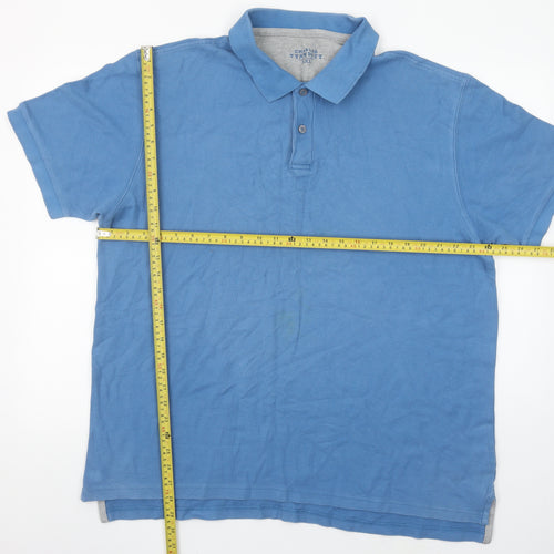 Charles Tyrwhitt Men's Blue 2XL Cotton Short Sleeve Polo Shirt