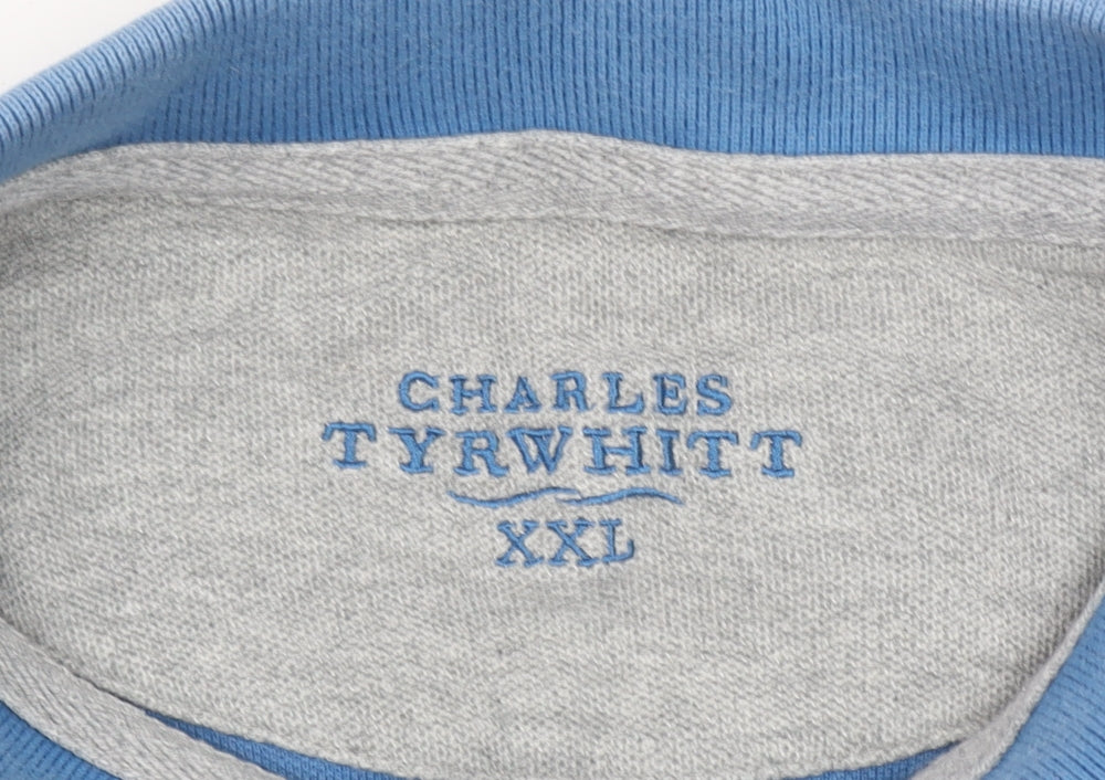 Charles Tyrwhitt Men's Blue 2XL Cotton Short Sleeve Polo Shirt