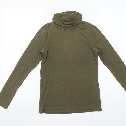 Uniqlo Women Green Roll Neck Long Sleeve Cotton Stretch Top Size M