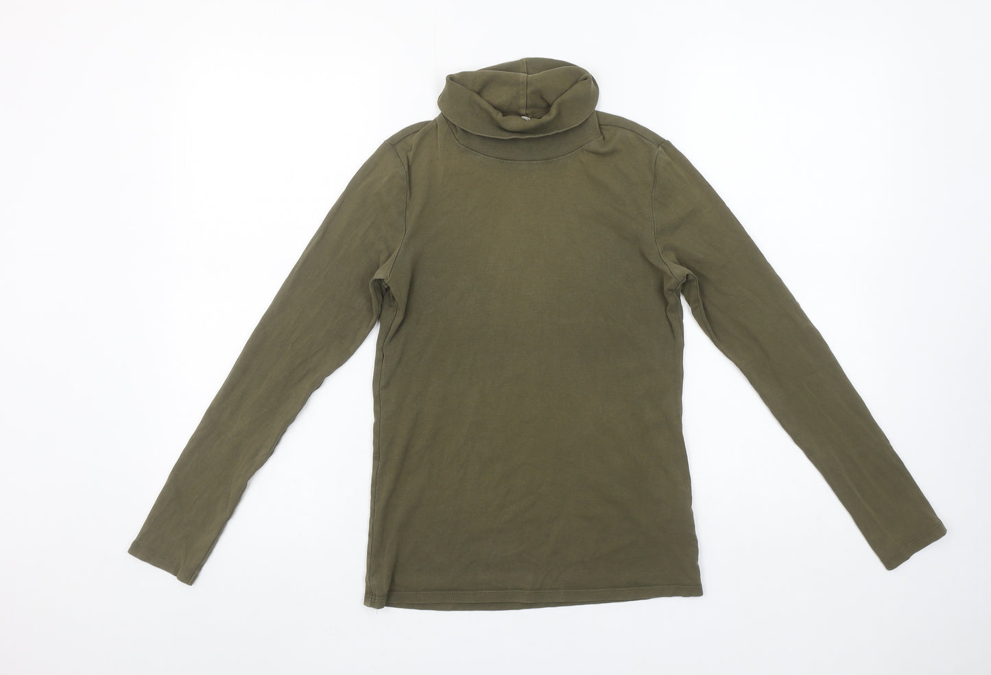 Uniqlo Women Green Roll Neck Long Sleeve Cotton Stretch Top Size M