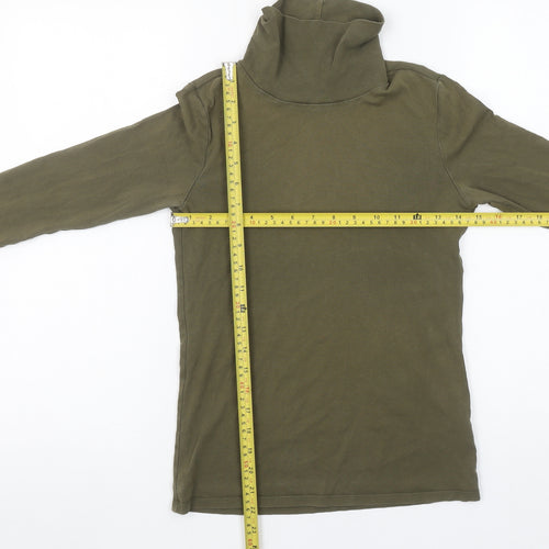 Uniqlo Women Green Roll Neck Long Sleeve Cotton Stretch Top Size M
