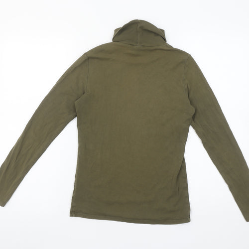 Uniqlo Women Green Roll Neck Long Sleeve Cotton Stretch Top Size M