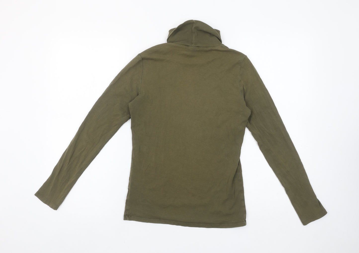 Uniqlo Women Green Roll Neck Long Sleeve Cotton Stretch Top Size M