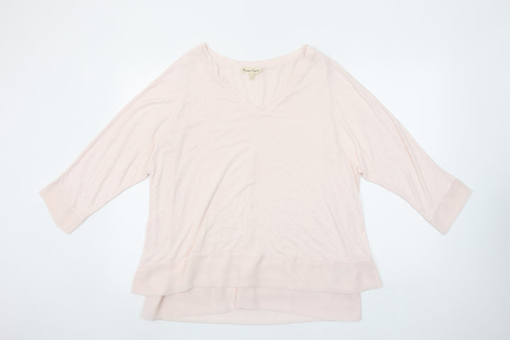 Phase Eight Womens Beige Viscose Blend 3/4 Sleeve V-Neck Tunic Top Size 14