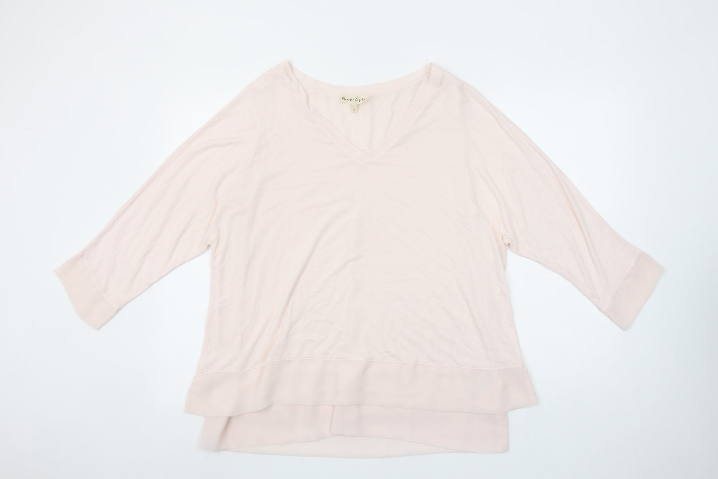 Phase Eight Womens Beige Viscose Blend 3/4 Sleeve V-Neck Tunic Top Size 14