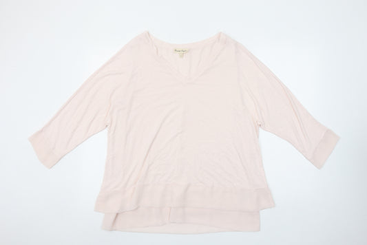 Phase Eight Womens Beige Viscose Blend 3/4 Sleeve V-Neck Tunic Top Size 14