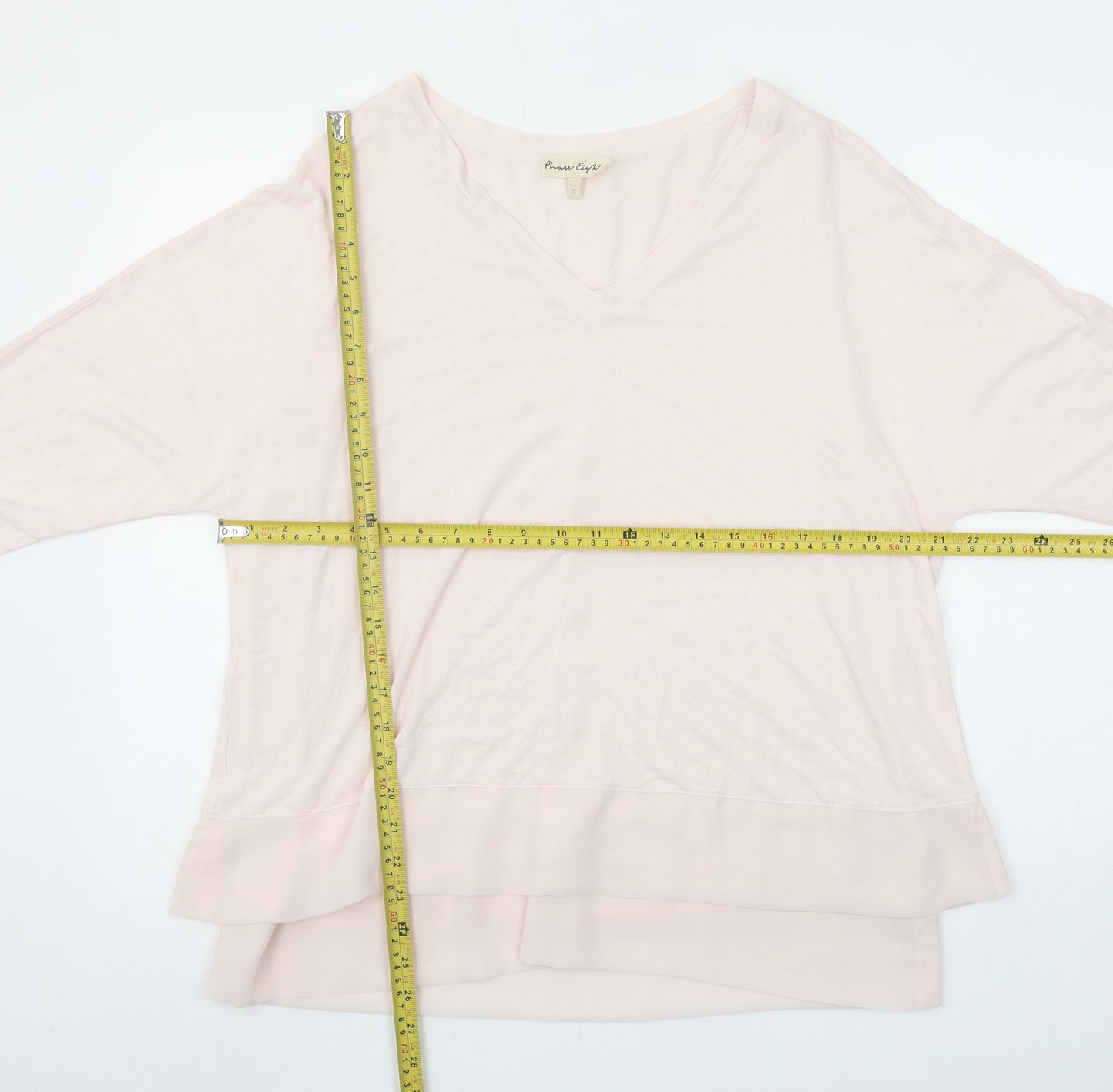 Phase Eight Womens Beige Viscose Blend 3/4 Sleeve V-Neck Tunic Top Size 14