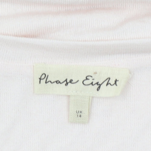 Phase Eight Womens Beige Viscose Blend 3/4 Sleeve V-Neck Tunic Top Size 14
