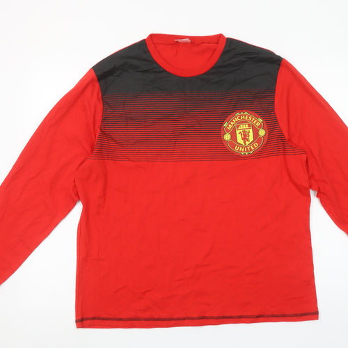 Manchester United Men Red Black Long Sleeve Pyjama Top M 100% Cotton