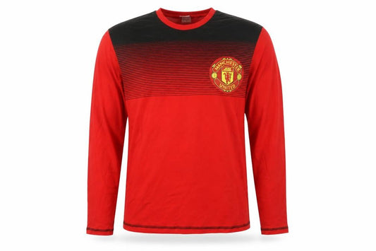 Manchester United Men Red Black Long Sleeve Pyjama Top M 100% Cotton