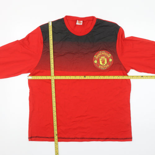Manchester United Men Red Black Long Sleeve Pyjama Top M 100% Cotton