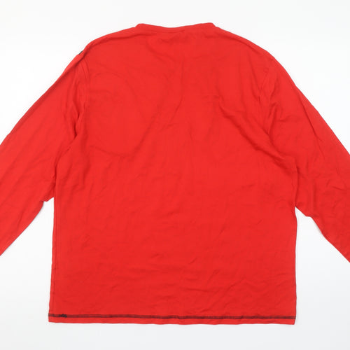 Manchester United Men Red Black Long Sleeve Pyjama Top M 100% Cotton