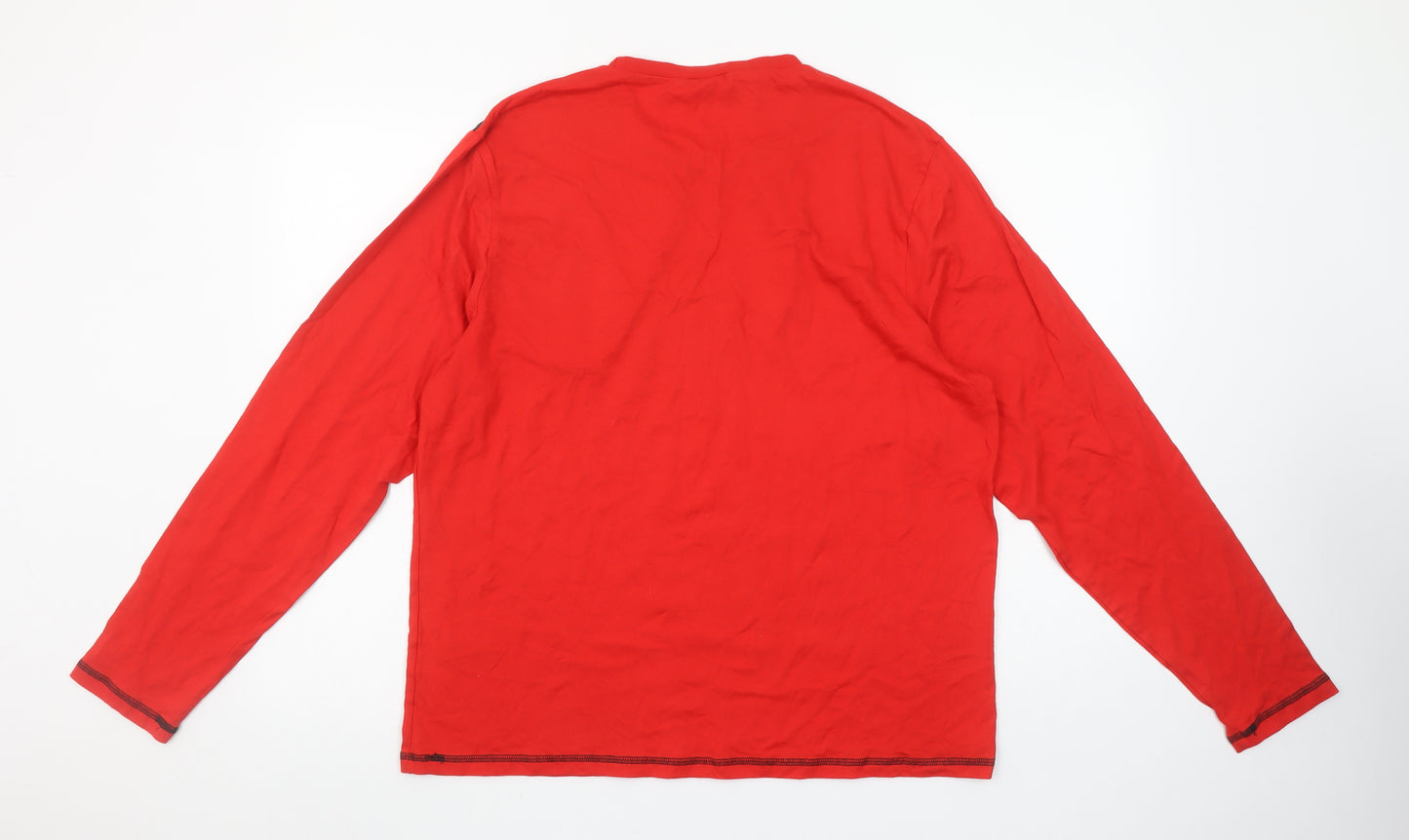 Manchester United Men Red Black Long Sleeve Pyjama Top M 100% Cotton