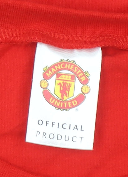 Manchester United Men Red Black Long Sleeve Pyjama Top M 100% Cotton