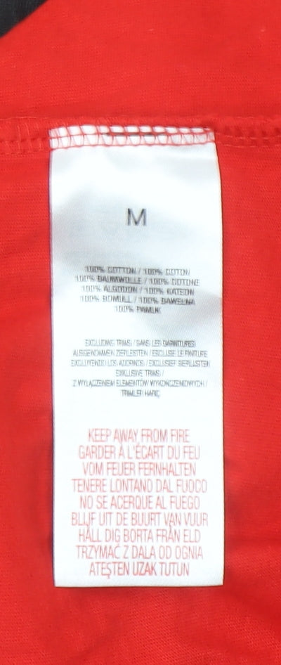 Manchester United Men Red Black Long Sleeve Pyjama Top M 100% Cotton