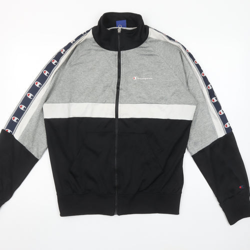 Champion Men’s Black Grey White Full Zip Sweatshirt Medium
