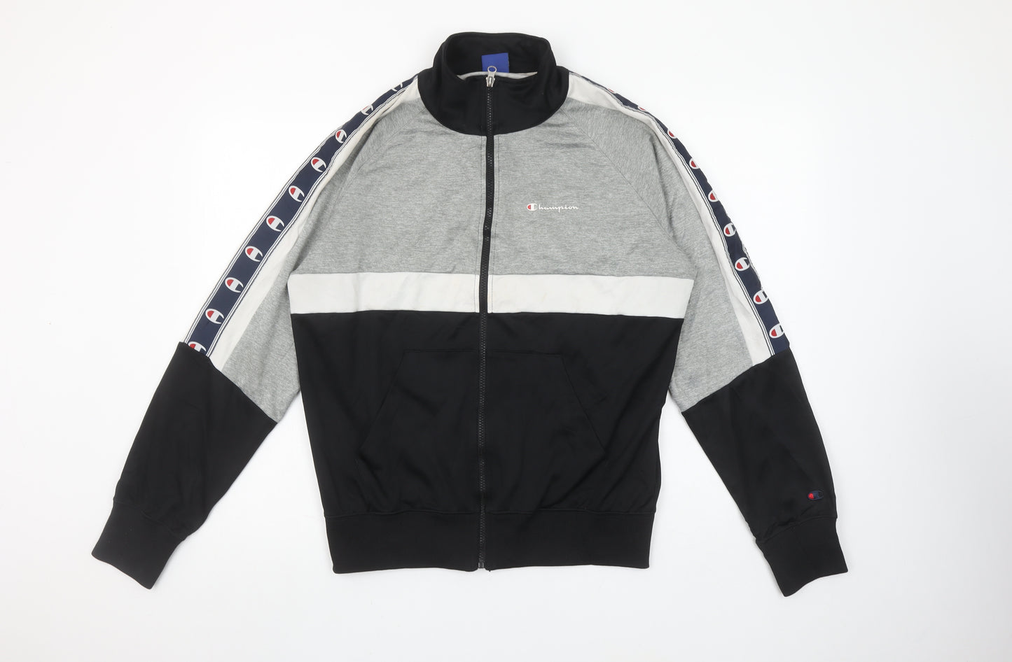 Champion Men’s Black Grey White Full Zip Sweatshirt Medium