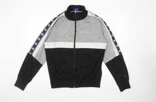 Champion Men’s Black Grey White Full Zip Sweatshirt Medium