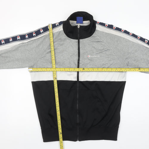 Champion Men’s Black Grey White Full Zip Sweatshirt Medium